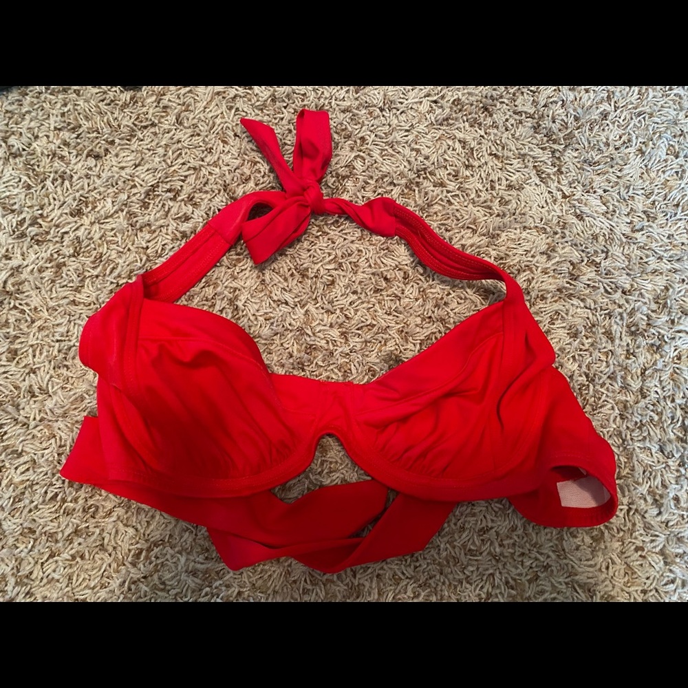 Bright red bikini top